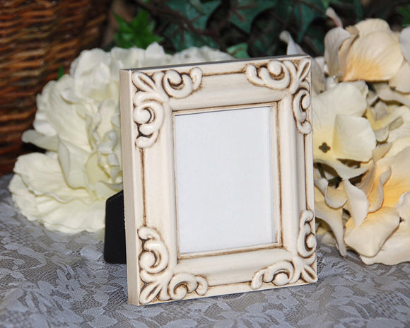 Ivory picture frame, Small tabletop photo frames, Antique white frame, Cream home decor, French farmhouse home decor