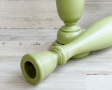 Apple green, Wood candlesticks, Pair of candlesticks, Pair of candleholders, Green candle holders, Green candle holder set, Candleholders, Spring home decor, Light green, Spring green, JaBella Designs, Made in the USA, Etsy, Shopify