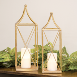 Distressed golden metal open air lanterns