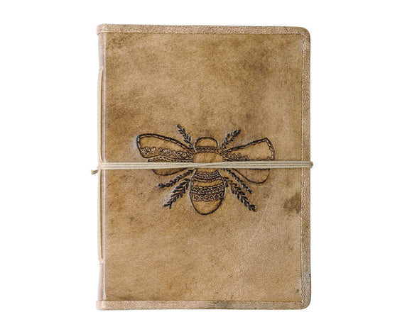Brown leather bound embossed bee journal