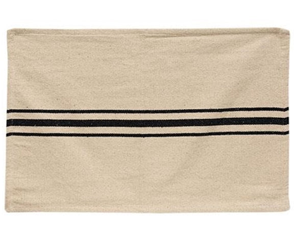 Black grain sack towel, Kitchen towel, Neutral kitchen towel, Neutral beige towel with black stripes down the middle, JaBella Designs, Shopify