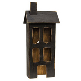 Distressed black light up decorative wooden house
