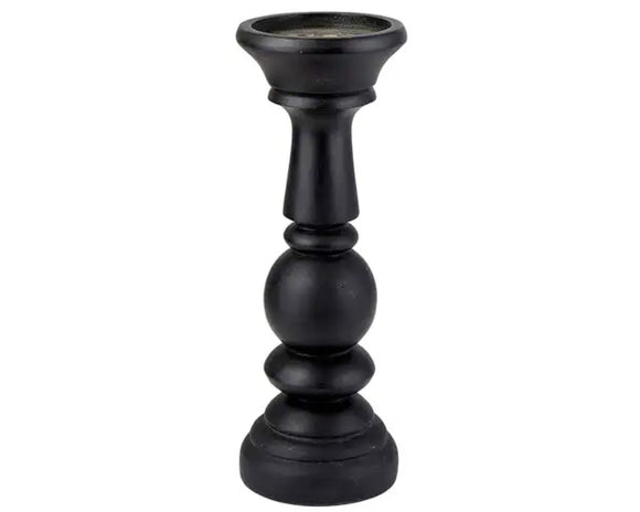 Black mango wood pillar candle holder