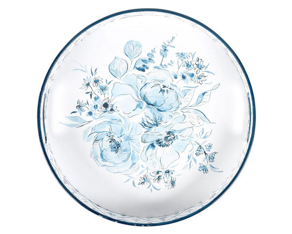 Blue & white floral serving tray

This metal tray displays charming blue florals with a chinoiserie-inspired pattern along the sides of the tray. The designs are replicated from original art hand painted in a unique watercolor style. It includes dual metal handles for easy carrying. This is a vintage floral-themed home accent perfect for everyday use.

Materials:
Metal

Dimensions:
2