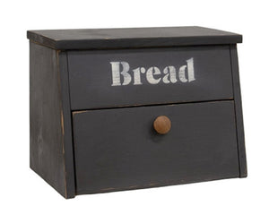 Black wooden bread box with storage compartment, Made in the USA, JaBella Designs
