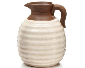 Pitcher, Brown pitcher, Cream pitcher, Ribbed pitcher, Porcelain pitcher, Farmhouse pitcher, Neutral kitchen decor, Vases, Fixer Upper style, Southern Living style