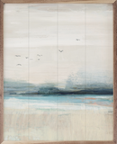 Coastal birds flying above the beach framed artwork 16x20