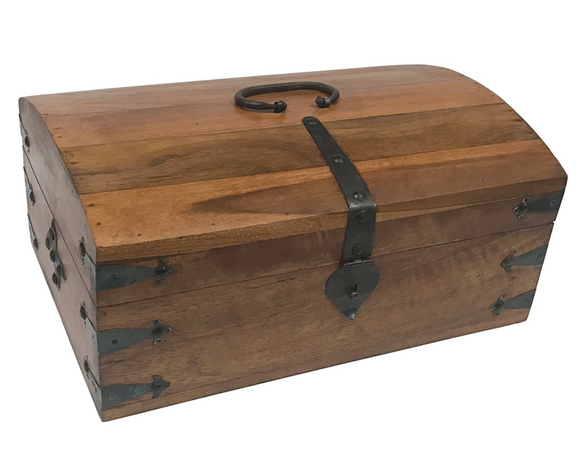 Colonial style wood writing & storage chest

This beautiful Colonial-style writing and storage chest is made of durable mango and teak wood, beautifully walnut stained and finished with beeswax. It features black iron accents, latch and a removable tray. It makes for an outstanding, unique gift item or complement to antique and Early American decor. Perfect for holding all of your writing accessories, jewelry, and more.

Materials:
Wood, metal

Dimensions:
9 1/2