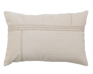 Lumbar pillow, Cream throw pillow, Natural cotton pillow with rope detailing, JaBella Designs