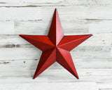 Red metal star, hand-painted star wall hanging, country farmhouse red decor