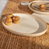 Cream stoneware platter, rustic farmhouse collection, jabella designs