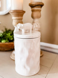 Country white piglet kitchen canister