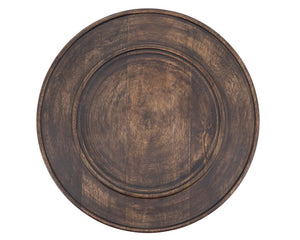 Featuring a modern design that's absolutely charming, these wood charger plates bring depth and dimension to your place setting for a polished look. The wood grain is visible in the design for a gorgeous textured finish. Pair with linen placemats and napkins for a coordinated look.&nbsp;  Material: Wood  Dimensions: 13" in diameter
