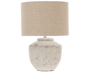Distressed cement neutral cream table lamp