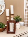 Rustic brown wooden decorative candle lantern