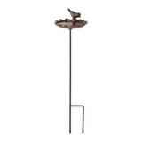 Cast iron elm leaf with decorative bird garden birdbath, JaBella Designs 