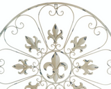 Circular Fleur-de-lis wall hanging

Decorate your home indoor or out with this sophisticated piece! This cool wall accent measures more than 2 feet in circumference and will have a big impact on the style of your room. It features French-inspired Fleur-de-lis symbols and heart-shaped scrolls that will bring an abundance of style to your bare wall. Use as a living room focal point, hallway ornament, or bedroom accent, this decorative wall decor will add an air of elegance to any space. 