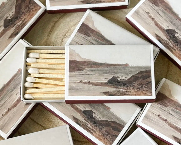 Handmade vintage ocean landscape match set