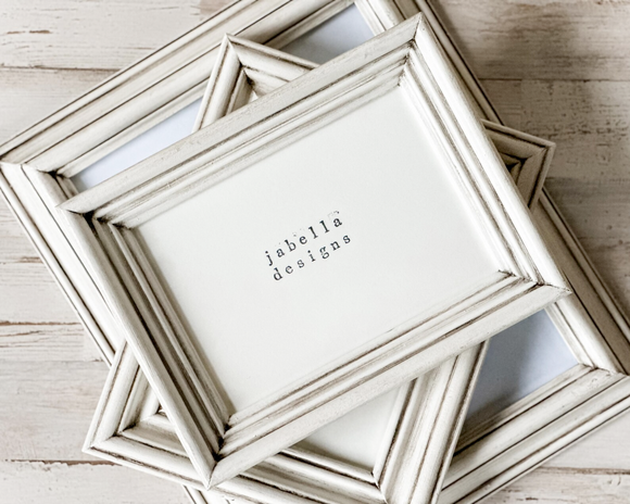 Aged white & gray vintage farmhouse photo frames