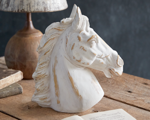 This magnificent horse head imitates the elegance that Romans used in their architecture while keeping true to contemporary style. Feature it on a table or shelf for a quick sophisticated touch in a room.

Materials:
Polyresin

Dimensions:
10" wide x 4" deep x 11" high