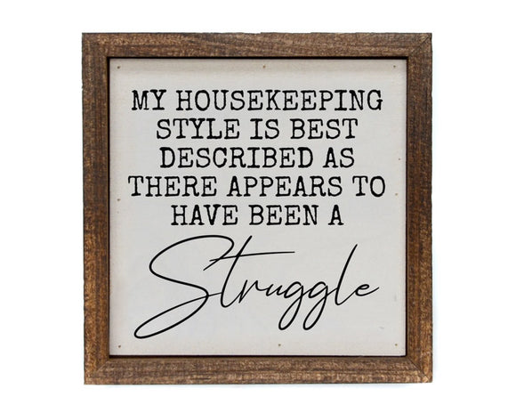 Charming housekeeping-themed framed wall sign