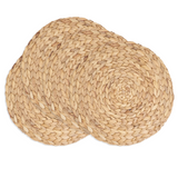 Round coastal farmhouse style jute placemat

Add casual farmhouse style to a kitchen table with these beautiful jute placemats. Each one is made using woven&nbsp;jute and features a natural finish. These placemats would be a great gift choice for a newlywed couple or new homeowner.

Materials:
Jute

Dimensions:
15" in diameter