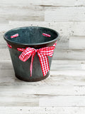 Red gingham bow country style pot cover