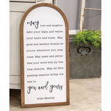 Large wooden framed Irish Blessing arched sign