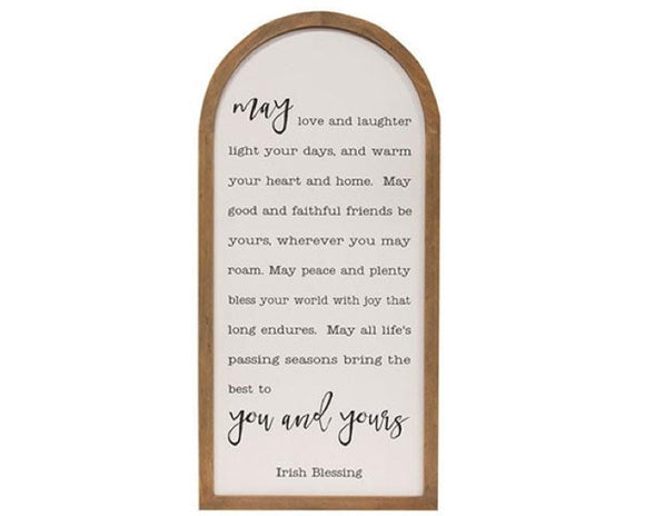 Irish Blessing wall sign, Extra large Irish Blessing wall plaque, Arched blessing signs, Christian wall decor, Rustic farmhouse wall hanging, May good and faithful friends be yours, wherever you may roam. May peace and plenty bless your world with joy that long endures. May all life's passing seasons bring the best to you and yours - Irish Blessing