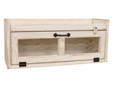 Antique white countertop box with chicken wire door

This countertop box is a versatile organization solution crafted with rustic farmhouse style. Made from wood with a distressed antique white painted finish, the box has a long horizontal storage compartment. The attached door features chicken wire panels, a metal handle, and a wooden frame, with a rotating clip that helps keep the door closed. A ledge around the top of the box makes it a great surface for decorative or functional displays.

This item is p