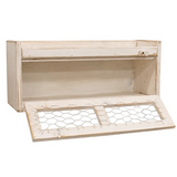 Antique white countertop box with chicken wire door

This countertop box is a versatile organization solution crafted with rustic farmhouse style. Made from wood with a distressed antique white painted finish, the box has a long horizontal storage compartment. The attached door features chicken wire panels, a metal handle, and a wooden frame, with a rotating clip that helps keep the door closed. A ledge around the top of the box makes it a great surface for decorative or functional displays.

This item is p