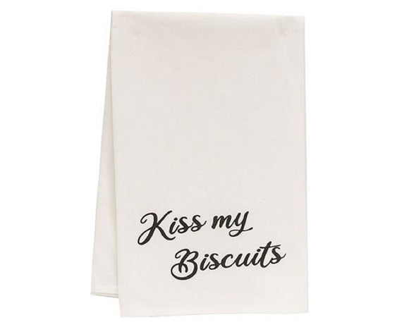 Kiss my biscuits, Kitchen towel, White tea towel, Southern kitchen towel, Southern Living kitchen, Country kitchen decor, Home decor, Kitchen and dining, JaBella Designs, Murfreesboro