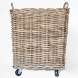 Kubu gray storage basket on wheels

Introducing our exquisite Kubu gray storage basket on wheels. Crafted with premium rattan material, these baskets provide functional storage for firewood or blankets. The timeless design and convenient wheels add an elegant touch to any space. Elevate your home decor with this luxurious storage solution.

Materials:
Rattan, rubber, metal

Dimensions:
18" wide x 17" long x 16" high
23" high with wheels and handles