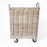 Kubu gray storage basket on wheels

Introducing our exquisite Kubu gray storage basket on wheels. Crafted with premium rattan material, these baskets provide functional storage for firewood or blankets. The timeless design and convenient wheels add an elegant touch to any space. Elevate your home decor with this luxurious storage solution.

Materials:
Rattan, rubber, metal

Dimensions:
18" wide x 17" long x 16" high
23" high with wheels and handles