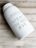 Masons jar, half gallon jar, White glass jar, JaBella Designs