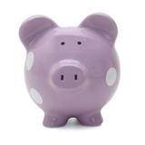 Lavender purple polka dot dolomite piggy bank