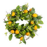 Yellow lemon greenery wreath

Brighten up a pantry door with this adorable lemon wreath. It features artificial lemons atop a faux greenery and vines. Whether your decor style is country or traditional, this wreath is perfect for summer.

Materials:
Plastic, silk, fabric

Dimensions:
20" diameter