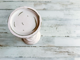 Shabby distressed pink & gold pilar candle holder