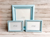  Add vintage style to an entryway or living room with a custom-made gallery picture frame set that complements almost any home decor, including coastal farmhouse and country cottage.

Every collection will include frames ranging in size from 5" x 7" photos to 11” x 14” pictures. All picture frame sets will include wood frames that have simple, classic designs, as shown above in the example photos. Your frames will come with glass, newly installed mounting hardware, acid-free backing, and hanging hardware al