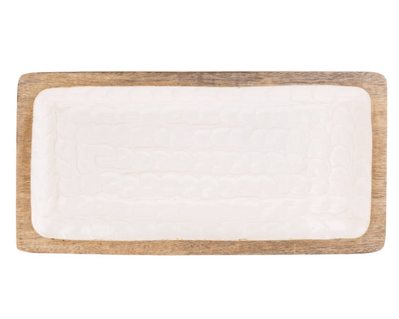 Mother of Pearl wood serving platter

Serve up appetizers in style with this gorgeous platter. It features a Mother of Pearl inlay surrounded by mango wood. This piece works well with casual dining and even the holidays.

Materials:
Mother of Pearl, wood

Dimensions:
7 1/2