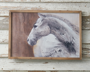 Peering horse artwork, Horse print, Rustic farmhouse horse picture, Horse painting, Country home decor, Wall decor, Brown, Grey, Gray, White, Neutral wall art, JaBella Designs