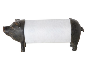Pig paper towel holder

This paper towel holder is ideal for the kitchen decorated in a country farmhouse theme. When making a mess, the children might even clean up after themselves when they can use this adorable pig. Making it even more convenient, this holder can be placed right on the kitchen table.

Materials:
Metal, resin

Dimensions:
6 1/4" high x 6" deep x 14" long