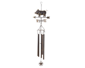 Weather vane country pig hanging wind chime