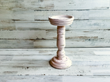 Shabby distressed pink & gold pilar candle holder