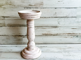 Shabby distressed pink & gold pilar candle holder
