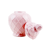 Pink textured ginger jar

Introducing this elegant ginger jar that is perfect for adding a touch of classic beauty to your interior design. This lovely jar features an intricate textured pattern and removable lid. It is ideal for enhancing any collection of home decor, no matter the theme. Use as a standalone piece, showing off a freshly picked bouquet of flowers or combine it with the matching small and extra-large jars for an even more spectacular effect.

Materials:
Dolomite