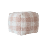 Pink white buffalo check, Cotton pouf, Girls bedroom pouf, JaBella Designs