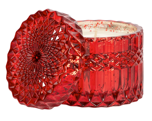 red holiday shimmer Christmas candle