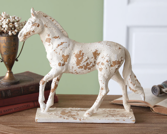 This majestic equine boasts elements from the architecture of the Roman Empire. Feature on a table or shelf for a quick, sophisticated touch in a room. This piece is a great choice for a gift.  Materials: Resin  Dimensions: 11 1/4