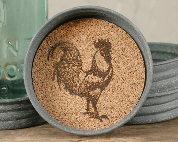 Box of 4 cork coasters with windmill design

Serve your tea up in country style this summer with these adorable coasters. Made using mason jar style lids, these cork coasters have a rooster design in the middle. These coasters are also a great option for gift bags.

Materials:
Metal, cork

Dimensions:
1